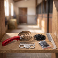 5 Pieces Horse Grooming Kit with Sweat Fine-Toothed Horse Comb Set with Hair Bands Metal for Riders, Barn, Stable