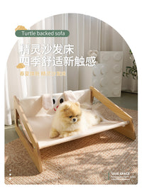 Pet Bed for Small to Medium Dogs and Cats, Four Seasons, Removable and Washable, Elevated Wooden Bed
