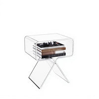 Cross-Legged End Table Transparent Design Nightstand Minimalist Aesthetic