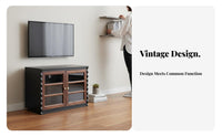 Ample Storage Multi-Drawer media Unit Modern Design Center Table long-lasting Construction Media Console Slatted Door textural element for Interior Decorators, Renters, Adults, Lounge Area, Home