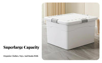 Lidded Pultimatelyic Container with Wheels Large Capacity Storage Container Side Handles Stackable for Parents, Bedroom