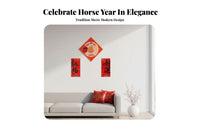 Horse Year Fu Sticker, 2026 Holiday Couplets, Rotating Door Decor, Chinese Red, Entry