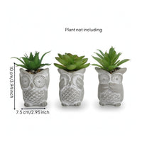3 Pieces Owl Planter Compact Owl-Shaped Planter Decorative for Desk, Windowsill
