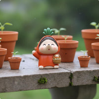 Hedgehog Gardener Figurine Artisanal Look Cartoon Creature Resin Figure