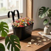 3 Pieces Oval Hanging Planter Black Metal Hanging Planter Weather Resistant Household Decor