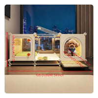 Indoor dog house with toilet