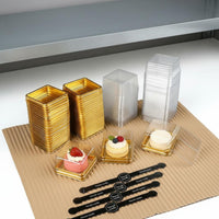 50 Pieces Mini Cake Box Gold Base Mooncake Dome Box Stackable Design for Wedding