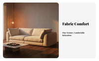Three-Seater cushioned Settee Removable and cleanable Cover Sofa French Cream Aesthetic Living Room Seating for Families, Young Adults, Lounge Area, Office