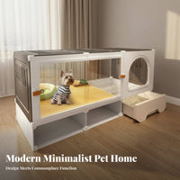Kennel with Potty Area Easy to Clean canopyed Dog Crate sturdy Frame for Indoors