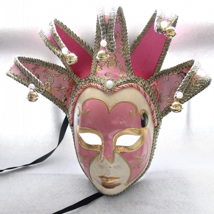 Venetian Full Face Mask with 5 Bells, Retro Style, for Carnival and Parties, Wholesale