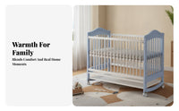Caster Wheels Movable Baby Crib Slatted Sides Adjustable Wooden Crib Storage Shelf