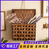 室内木质挂篮壁挂装饰插花装饰田园风创意置物篮民宿背景墙面挂饰