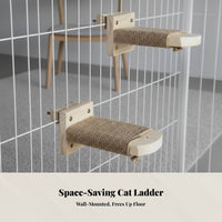 Hardwood Cat Climbing Ladder, Wall-Mounted Cat Stair, No-Drill, Space-Saving Cat Step