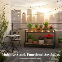 Four-Tier Rolling Planter Shelf Stepped Layout Four-Tier Rolling Plant Stand Mobile with Lockable Wheels Space-Saving