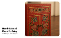 Hand-Painted 2-Drawer Cabinet Vintage Look Nightstand Fully Assembled Sturdy Construction for Homeowners, Partners