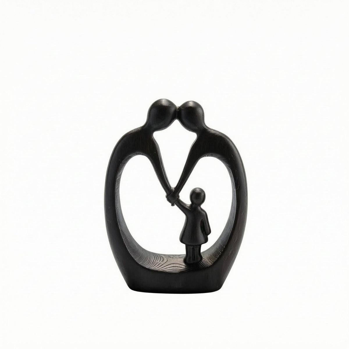Abstract Family Sculpture Black Family Figurine Smooth Surface
