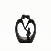 Abstract Family Sculpture Black Family Figurine Smooth Surface