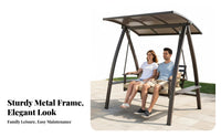 Removable Cushions Cast Aluminum Garden Swing Weather-Resistant 3-Person Garden Swing Anti-Skid Feet Outdoor Rocking Swinging Seat Heavy-Duty Steel Frame for Families, Couples, Homeowners, Balcony, Courtyard, Backyard, Poolside
