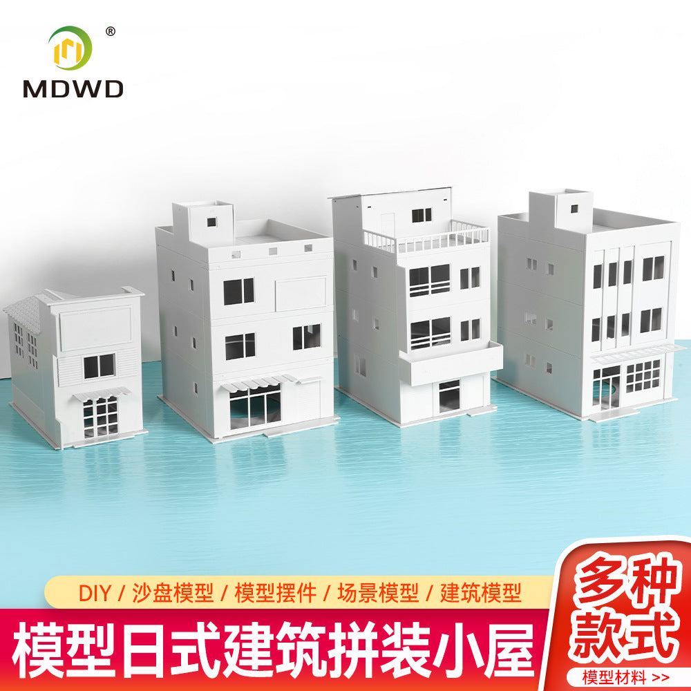 4-Piece 1:150 Scale Building Model Kit for Sand Table Scenes