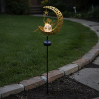 Crackle Glass Solar Light Decorative Solar Moon Lamp Automatic on/deactivated