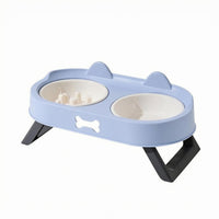 Raised Pet Feeding Station Plastic Double Pet Bowl Stand Easy to Clean