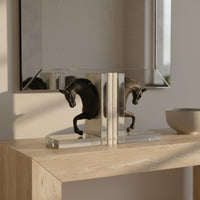 Horse Head Bookends Nordic Design Decorative Bookend Pair Transparent Acrylic
