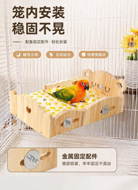 Parrot Solid Wood Bear Bed with Fabric Set - Bird Nest for Budgies, Cockatiels, and Lovebirds