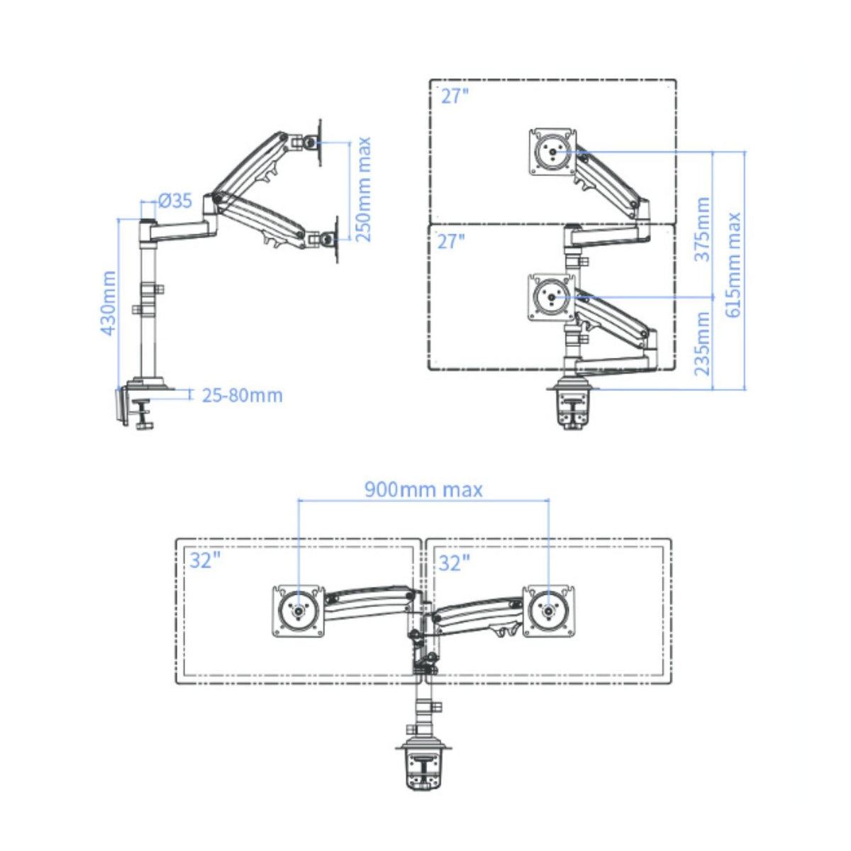 Articulating Monitor Arm Ergonomic Design Adjustable Monitor Arm Heavy Duty