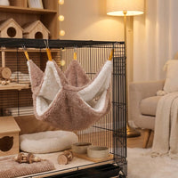 Double Layer Hammock Guinea Pig Bed, Soft Fleece Guinea Pig Hide for Cages, Square Hanging Sleeping Bed for Hamsters and Chinchillas