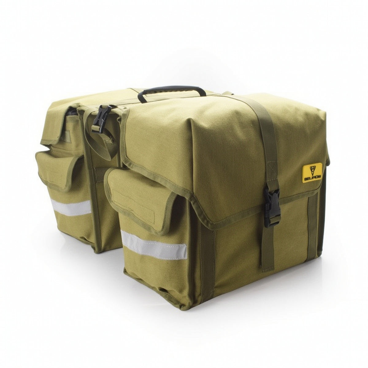 Rear Pannier with Buckle Straps Green Bike Pannier with Carry Handle Sturdy Bike Saddle Bag for Commuters