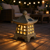 Solar Pagoda Lantern Waterproof Solar Garden Light Textured Resin-Like for Yard