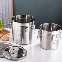 304 Stainless Steel Sealed Bucket with Flat Lid - 98L