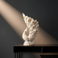 Peacock Vase Gold-Accented Peacock Figurine Sculpted for Entryway, Art Lovers
