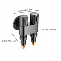 Stainless Steel Washing Machine Tap, doubleFunction Angle Valve, Double Control, 1 In 2 exit exitlet, Easy Installation, Bathroom Utility