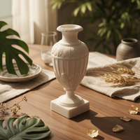 Sculptural Vase Cream Flower Vase Heavyweight for Mantel, Interior Designers