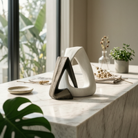 Sculpture with Interlocking Loops Matte Statue Compact for Entryway, Minimalists
