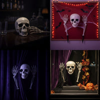 3 Pieces Bone-Colored Skull and Skeleton Arms Outdoor Skeleton Arm Stakes Spooky Halloween Lawn Stakes Scary