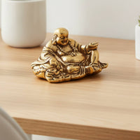 Laughing Buddha Statue Abundance Brass Ornament Wealth for Office Desk
