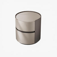 Round 2-Drawer End Table Modern Design Nightstand Space-Saving for Homeowners