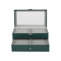 12 Slot Glasses Box Leatherette Sunglass Display Case Dustproof for Vanity Table
