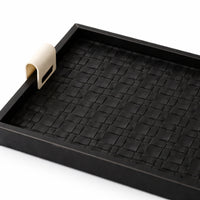 Leather Wood Tray - Light Luxury Decor
