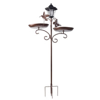 Wrought Iron Bird Feeder and Bird Bath Garden Stake