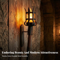 Medieval Torch Wall Sconce Rustic Lantern Wall Lamp Gothic Sconce with Metal Cage Farmhouse for Hallway, Bar, Game Room