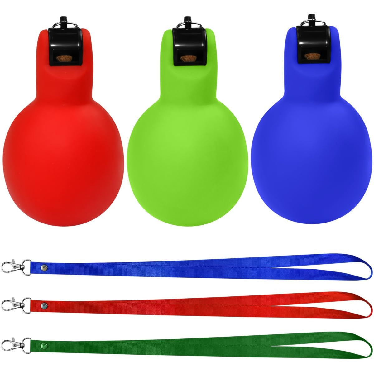 3 Pieces Hand Press Whistle with Lanyard Portable PVC Press Whistle with Lanyard for Sports Training