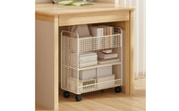 Wire Mesh Storage Rack Space-Saving Three-Tier Organizer Standing Storage Rack for Students, Beneath-Desk