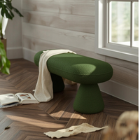 Boucle Textile Footrest Soft Texture Capsule-Shaped Bench Multi-Functional Versatile for Business Owners, Residents, Living Room
