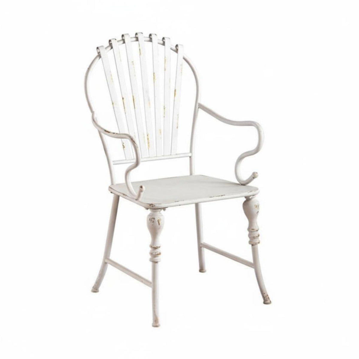 White Metal Table and Chair Set Retro Design Ornate 3-Piece Table and Chair Set Rust-Resistant Weather-Resistant for Balcony