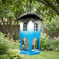 Hummingbird Feeder Hanging Feeder with 4 Ports, Metal Multi-Tiered Roof Bird Feeding Station, Garden Decor Feeder Feeding for Patio and Balcony