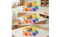 Child-Led-Style Bead Matching Board with Chopsticks Educational Wooden Sorting Board with Tweezers Fine Motor Bead Matching Game Tabletop for Preschoolers, Toddlers, Classroom, Homeschool, Playroom
