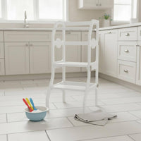 Folding Learning Stand Multifunction Convertible Step Stool Space Saving Wooden Little Helper Stool for Young Children, Kids, Washroom, Home
